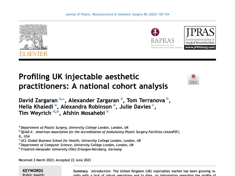 [Profiling UK injectable aesthetic practitioners: a national cohort analysis]